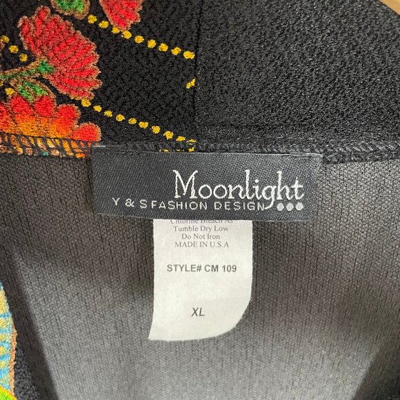 MOONLIGHT Y & S Fashion Jacket Black Floral Asian Art to Wear Lagenlook Size XL - Picture 3 of 16